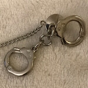 Vintage Handcuffs Police Security Prison silver tone Tie Tack