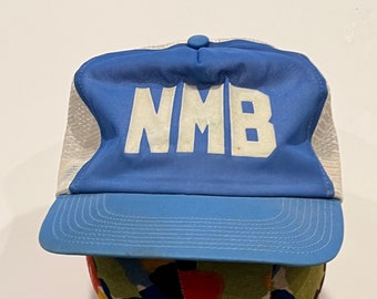 NMB sun faded Blue panel white baseball team Vintage Snap back hat