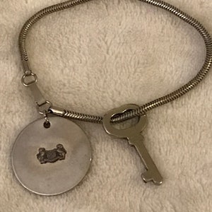 Vintage Alpha Beta Epsilon Science Fraternity Sorority UConn Stainless Steel charm key Bracelet