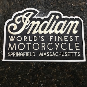 Vintage Indian Motorcycle World&#39;s Finest Sprinfield Massachusetts Large Biker Jacket Patch Rare White Large