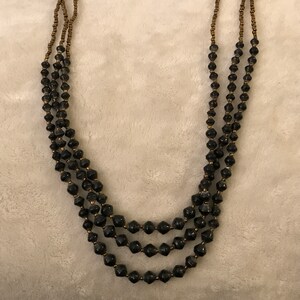 Vintage Teng Yue multistring black and gold beaded necklace Necklace