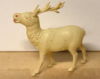 Vintage Reindeer white deer antlers Celluloid Japan Animal Rare