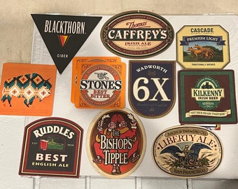 Vintage collection of beer advertising drink coaster barware lot Ruddles Blackthorn Caffreys Bishops Triple