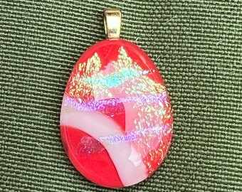 Vintage Pink Mountain hologram  art Modernist Artisan Studio Art Abstract pendant