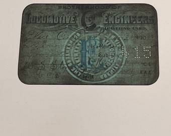 Blue Canyon Brotherhood of Locomotive Engineers Traveling Card 1911 Steam Railroad