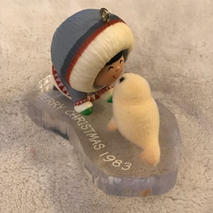 Vintage Eskimo Seal Pup baby Hallmark 1983 holiday Christmas Ornament