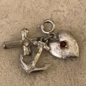 Vintage Monet Nautical Anchor Cross Heart pendant or charm