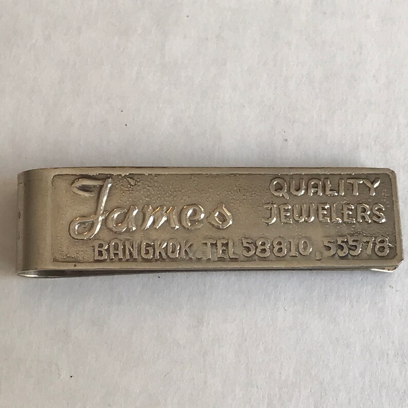 Vintage James Quality Jewelers Bangkok Silver Tone Money Clip Etsy