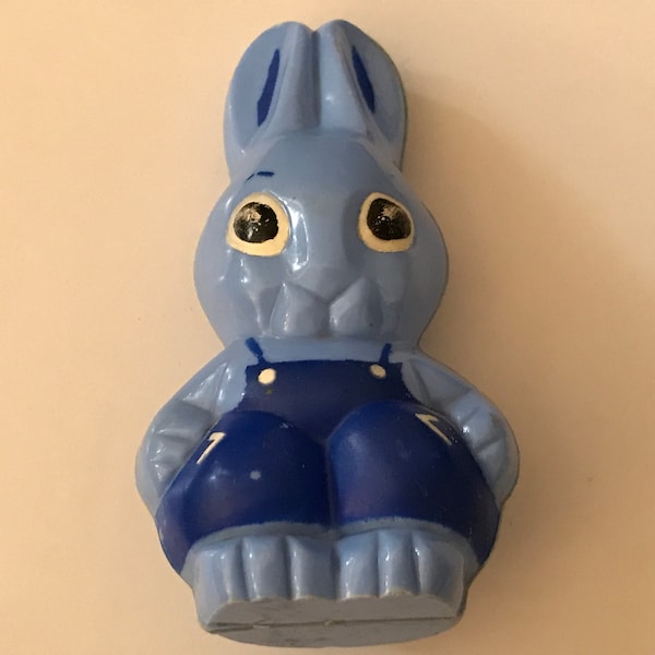 Vintage Baby Blue Rabbit Bunny Rosbro Baby Rattle AS IS for repair