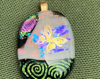 Vintage Butterfly sunset swirl  Modernist Artisan Studio Art Abstract pendant