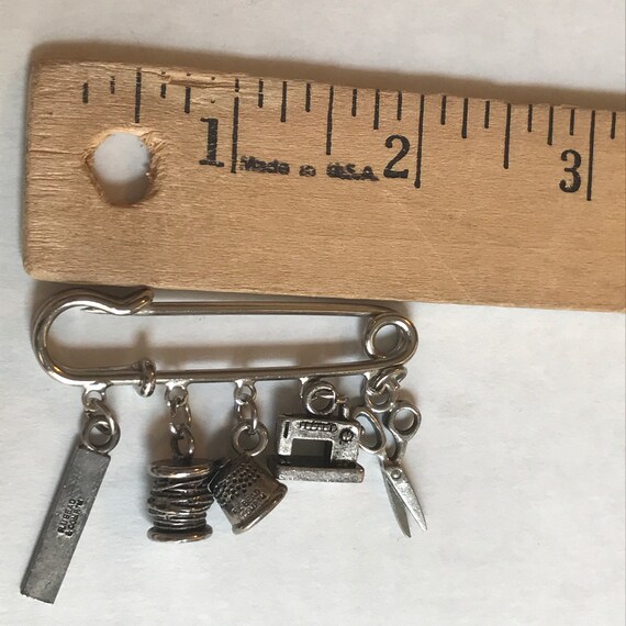 Vintage Sewing Notions Thimble Scissors ruler Thr… - image 4