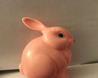Vintage Baby Pink Rabbit Bunny Knickerbocker Baby Rattle AS IS