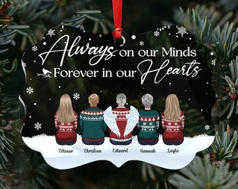 Personalized Always on our minds forever in our hearts Ornament, Christmas Ornament, Gift For Siblings