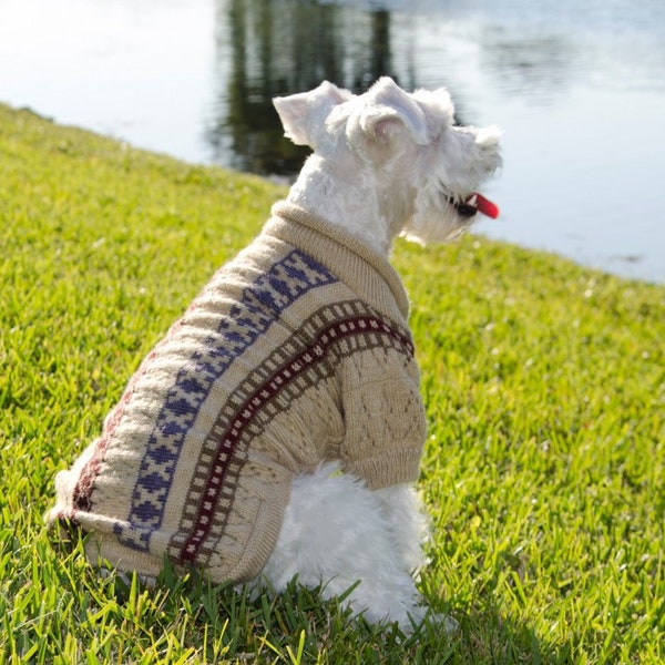 Dog Sweater - "Illary" with Isle stripes and lace made of Alpaca Wool