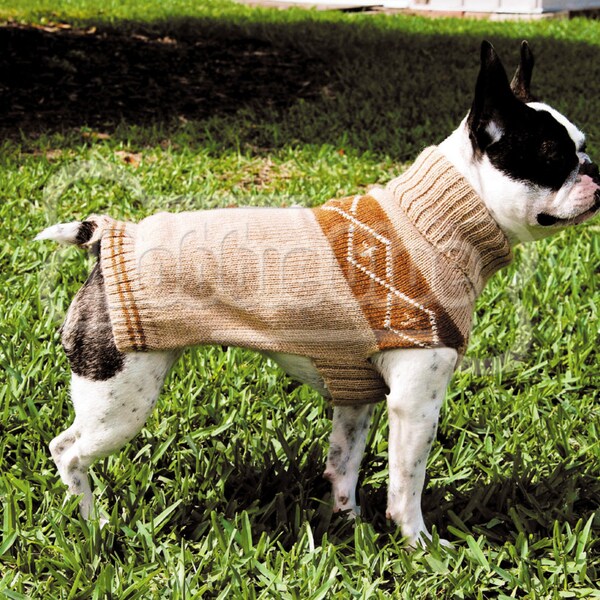 Dog Sweater - "Huari" English style made in beige/brown Alpaca Wool