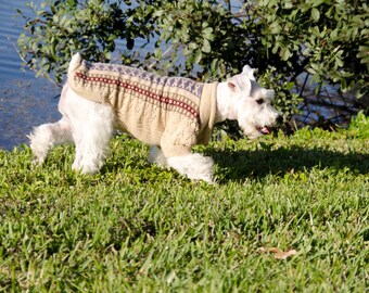 Dog Sweater - "Illary" with Isle stripes and lace made of Alpaca Wool