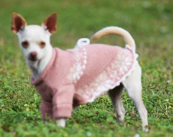 Dog dress - "Tica" Nordic design dress made of Alpaca wool