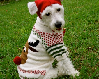 Dog Sweater - "Rudy" Christmas Sweater in Alpaca wool