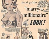 Set of 4 Retro Marry a Millionaire Fabric Blocks - Great for Quilting, Pillows Wall Art - Buy 2, Get 1 FREE
