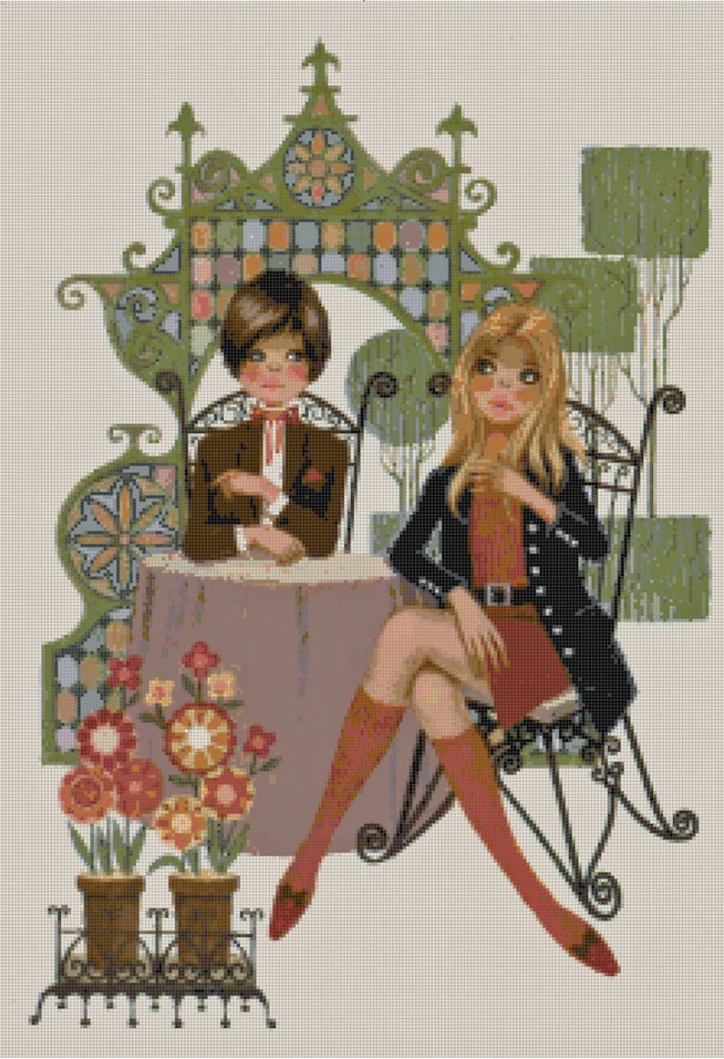 MOD About You 1960s 70s Counted Cross-Stitch Pattern PDF Download