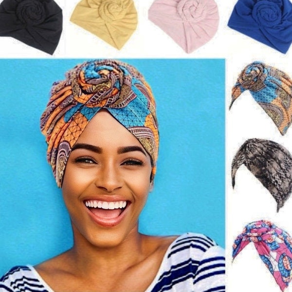 GEBUNDENE TURBAN |Kopftuch|Beanie| Chemo Geschenk | Wax print Kopftuch | Ankara Kopftuch | Chemomütze |Alopezie Mütze