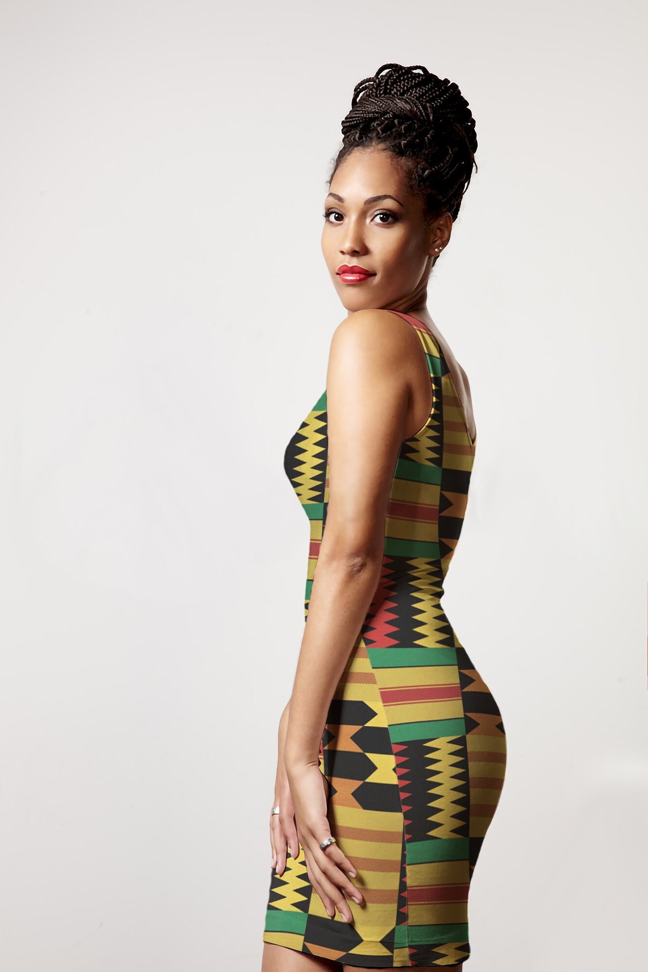Image of African Print Summer Dress| African Print Dress | Kente Print| Bodycon |Figure Fitting Tank Dress| Ankara| Kitenge|Jamaican