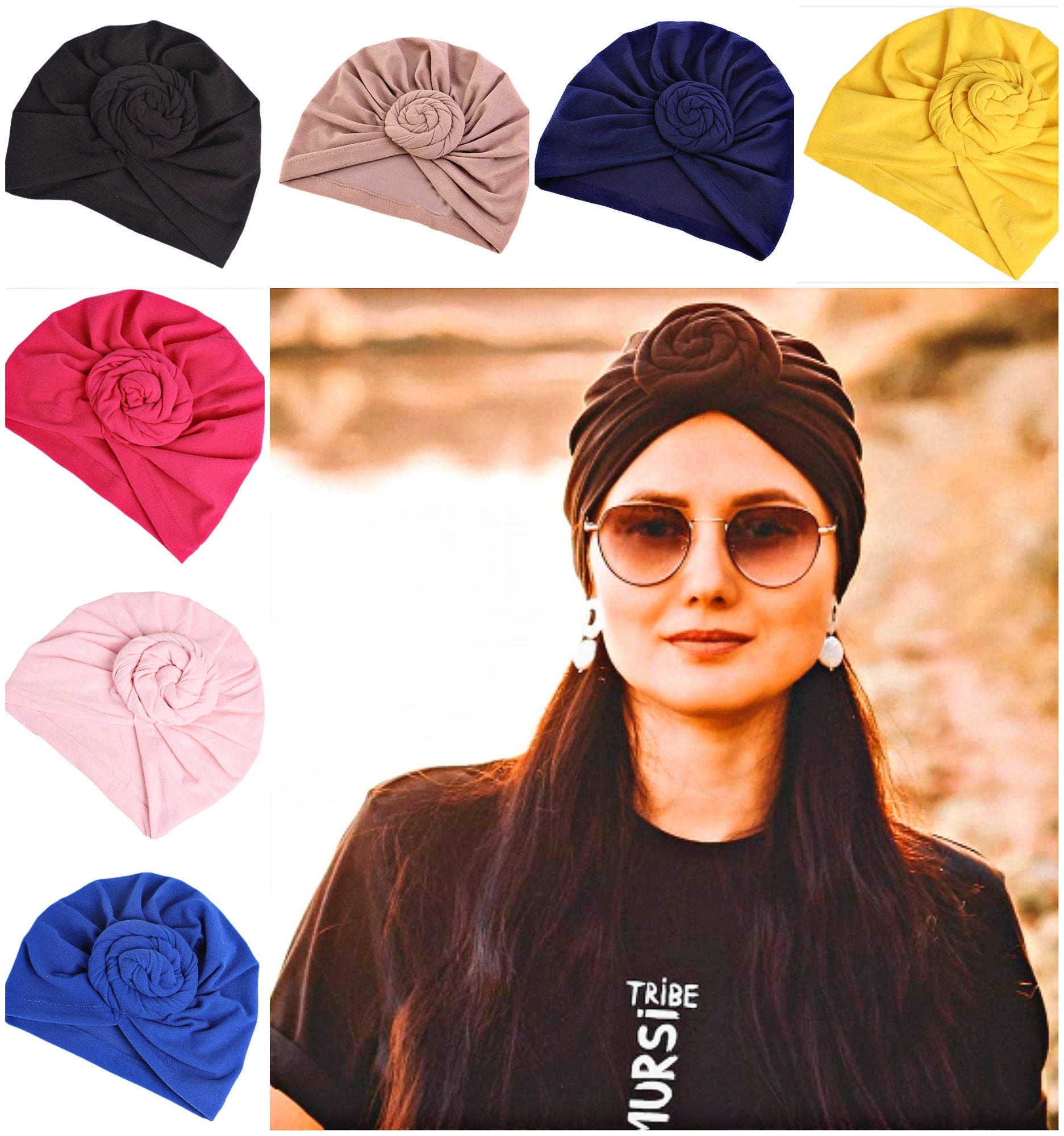 MULTICOLOUR PRE-TIED Turban Hat Headwrap|boho|Turban Wax print Head w…