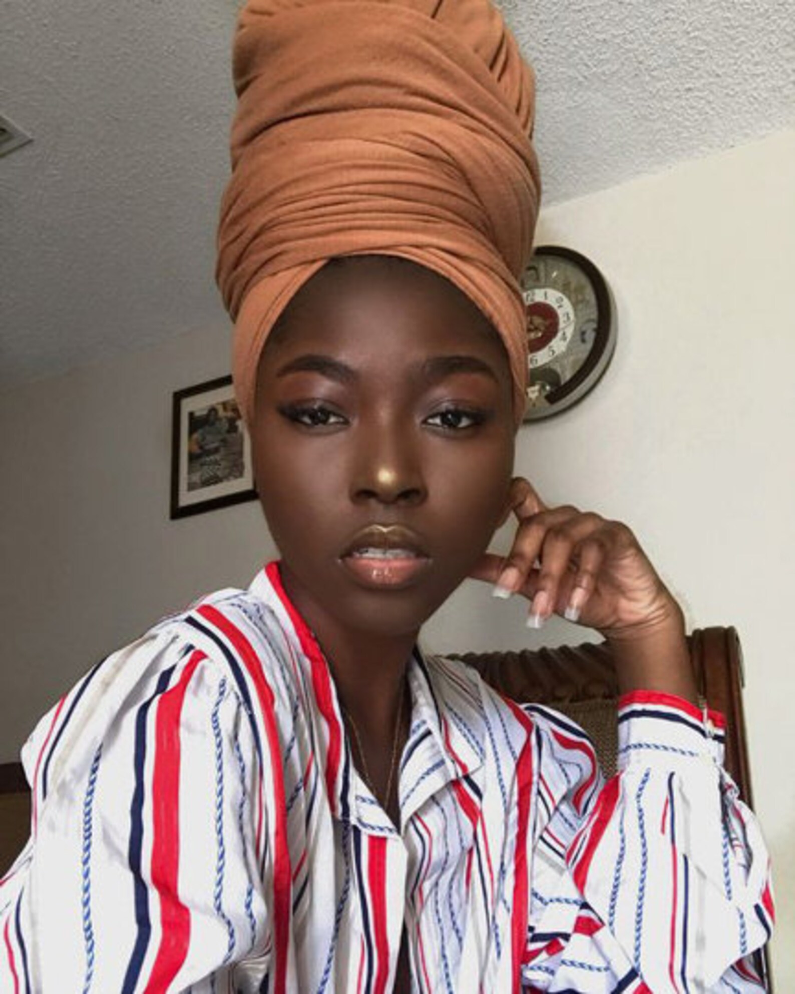 STRETCH HEADWRAP CARAMEL Brown Turban Stretch Jersey Head Etsy