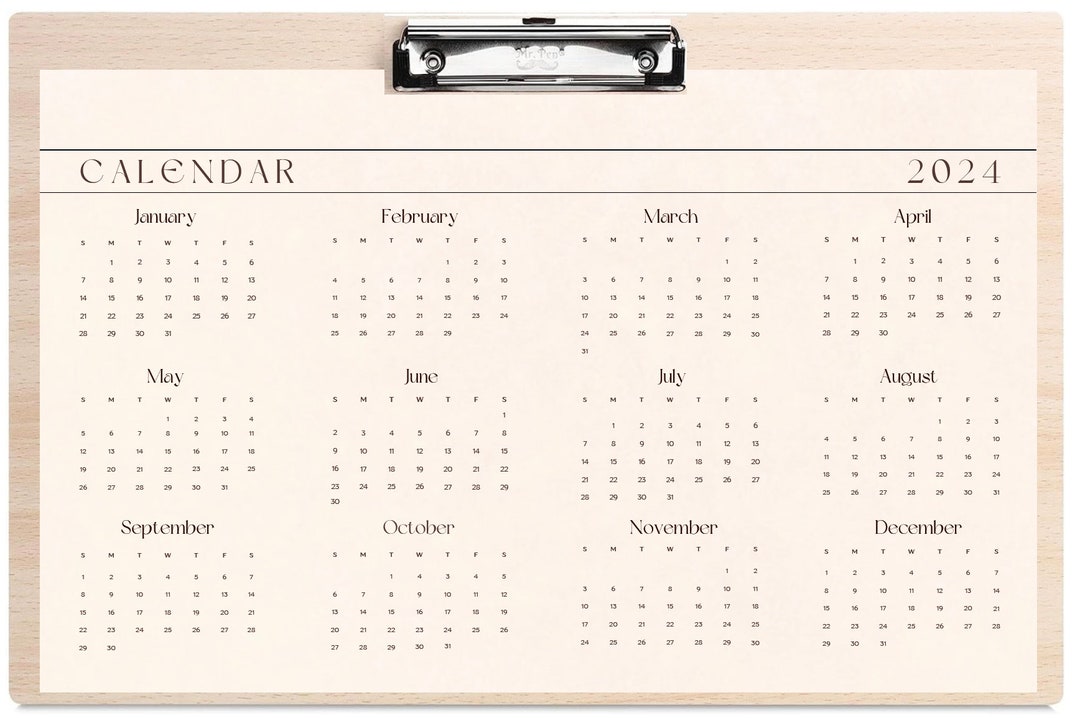 Printable PDF 2024 Year At A Glance Natural Beige Simple - Etsy México