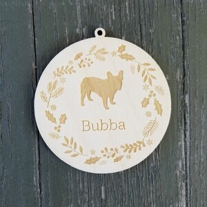 Bulldog Ornament, Bulldog Christmas Ornament, Pet Ornament, Personalized Wood Ornament, Laser Engraved Dog Ornament, FREE SHIPPING