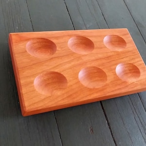 Half Dozen Wood Deviled Egg Tray, Egg Platter,  Deviled Egg Holder, Wooden Egg Rack, Deviled Egg Serving Tray, Wooden Egg Tray
