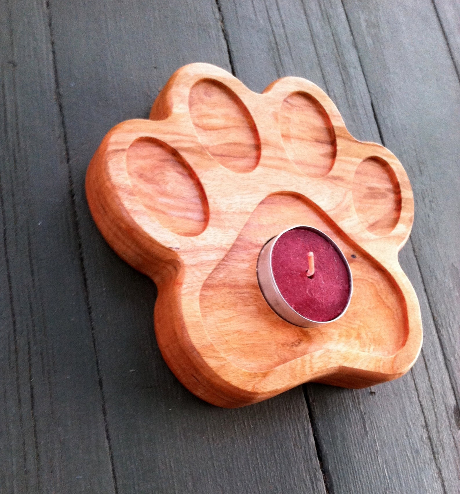 Dog Paw Candle Holder Dog Tea Light Holder Carved Wood Dog Etsy