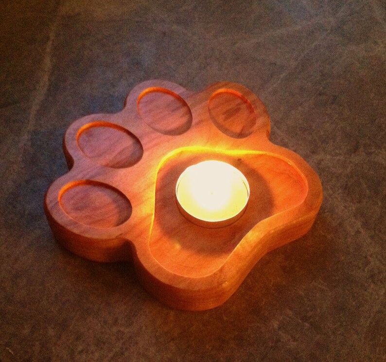 Dog Paw Candle Holder Dog Tea Light Holder Carved Wood Dog Etsy