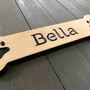 Personalized Carved Wood Dog Bone Sign, Pet Kennel