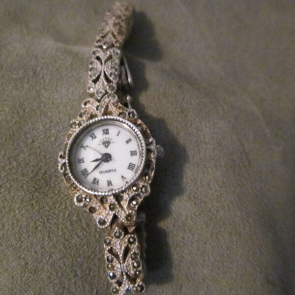 Vintage Sterling Silver and Marcasite Ladies Watch