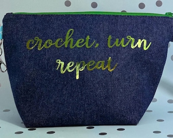 Denim Crochet Project Bag: Yarn Storage Pouch