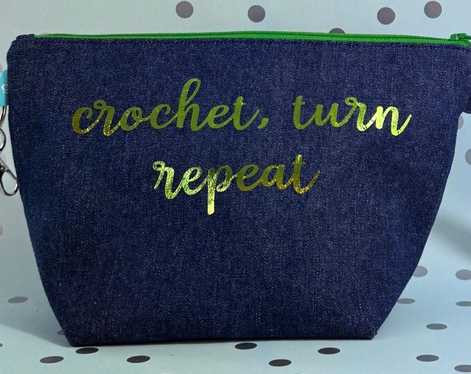 Denim Crochet Project Bag: Yarn Storage Pouch