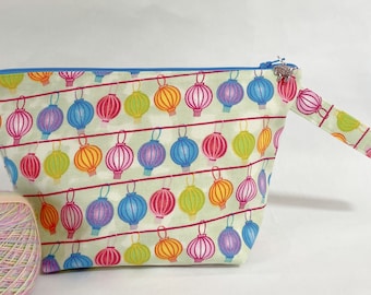 Lanterns project bag  | lanterns knitting bag | crochet bag | bright project bag | zipped project bag | cosmetics bag