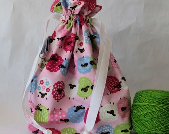 Medium project bag | Sheep project bag | Sheep bag | Sheep knitting bag | Crochet bag | Yarn storage bag | Craft bag | Shawl project bag