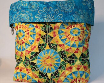 Sweater project bag | sunny mosaic bag | large knitting bag | crochet project bag | craft storage bag