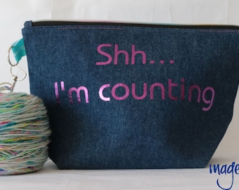Denim Project Bag: Zipped Knitting & Crochet Storage Pouch