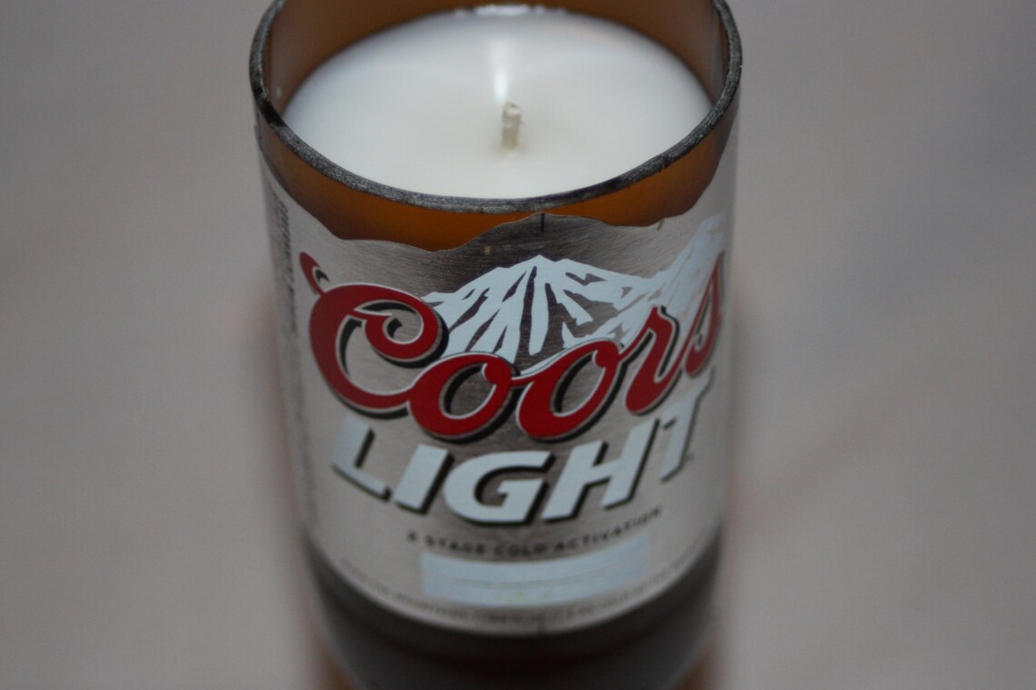 Beer Bottle Candle From Upcycled Coors Light Beer Bottle Etsy