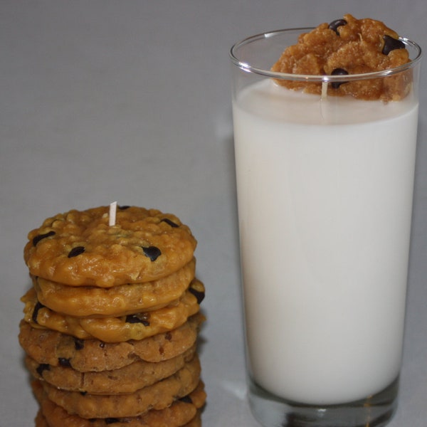 Cookies and Milk Candles - Chocolate Chip Cookie Candle Set  - Large