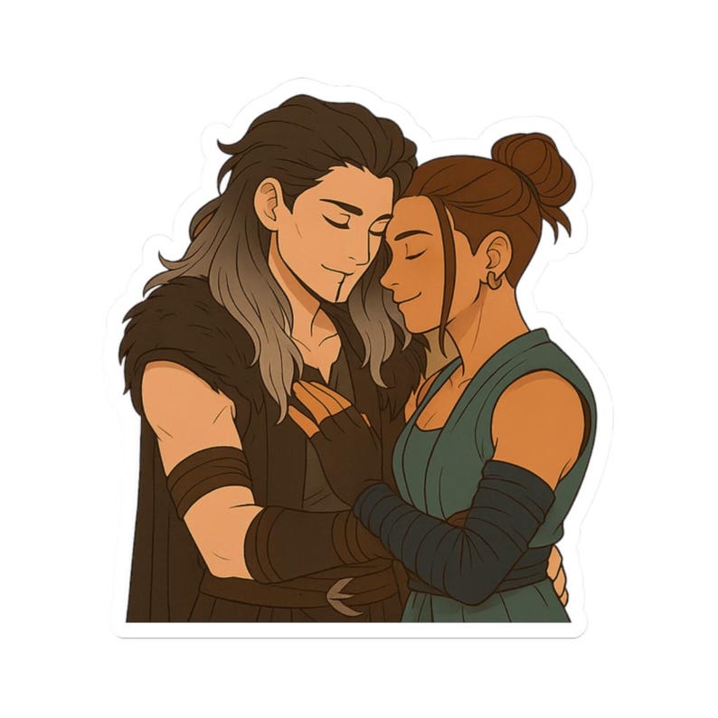 Critical Role Beau and Yasha V2 Epic Warrior Couple Kiss Cut Sticker