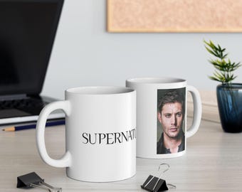 Supernatural Dean Winchester, Jensen Ackles, Ceramic Mug TV Show Collectible, Geeky Gift for Fans, Supernatural Logo Drinkware