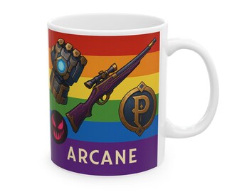 Arcane Pride Kaffemugg 313 ml 440 ml | League of Legends-inspirerad kopp | Caitlyn och Vi | Jinx | Piltover