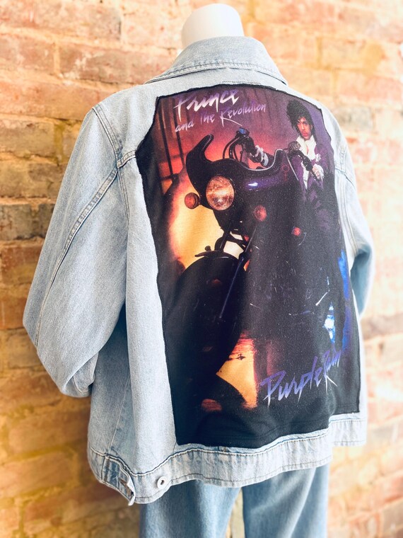 One of a Kind Prince Denim Jacket - Upcycled - Music - Sustainable