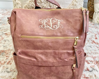 Bolso convertible MELEA, mochila, bolso de mano, bolso de piel vegana de diseño, regalo personalizado, bordado, monedero con monograma gratis