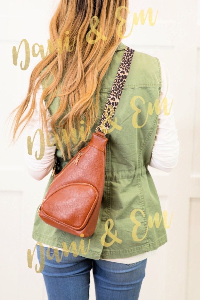 REMY Vegan Leather Sling Crossbody Bag Animal Strap minimalist