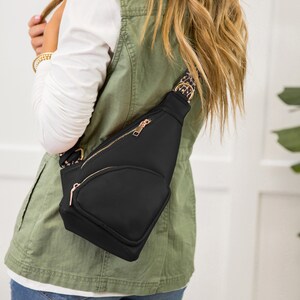 REMY Vegan Leather Sling Crossbody Bag Animal Strap-minimalist Trendy ...